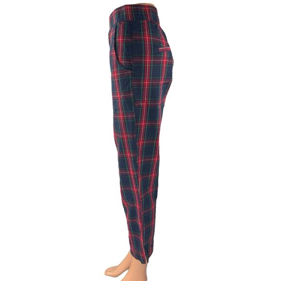 Hollister Multicolor Plaid Checkered Straight Leg High Waist Trousers Pants M - Picture 2 of 5